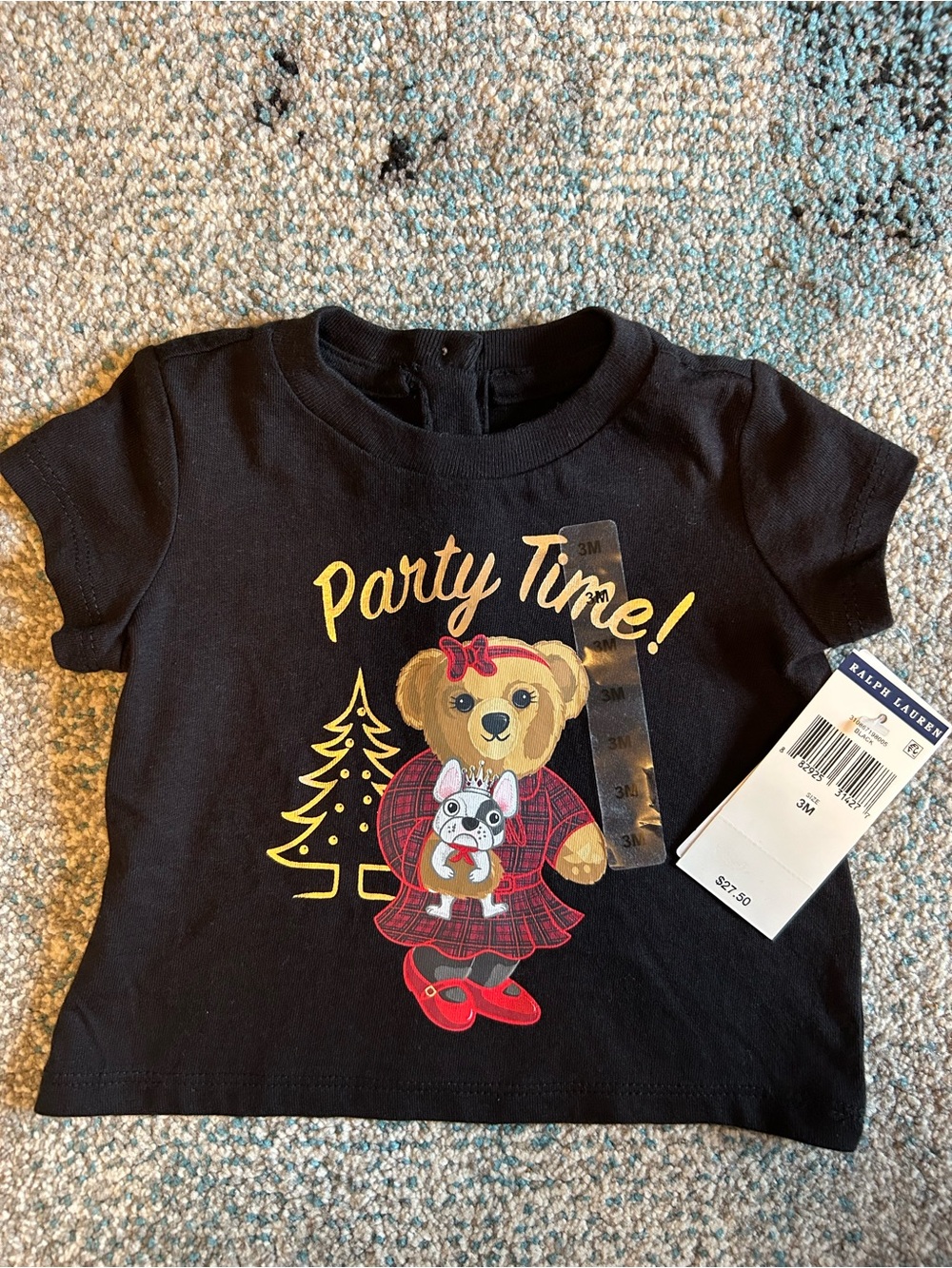 NWT Polo Ralph Lauren Girls Holiday Party Time Polo Bear w/ Dog